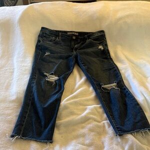 Joe's Jeans Dark Blue Distressed Cropped Jeans